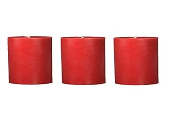 DELHI CANDLES Home Made Hand Crafted Smooth Pillar Candles, Set of 3 for Home Dcor/Meditation/Aroma/Reiki/Party/Romantic Dinner/Christmas & Other Occasion (Red, 3X3)