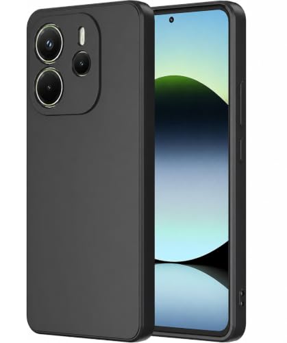 Image of Elzzi Silicon Case Cover Compatible with Mi Redmi Note 14 5G Back Cover with Upgraded Square Edges for Camera Protection Shockproof Flexible Matte Liquid Silicone Mobile Phone Case - Black