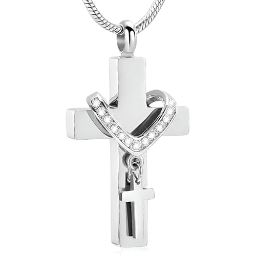 Collier d'urne double croix en argent à porter au quotidien pour vos proches