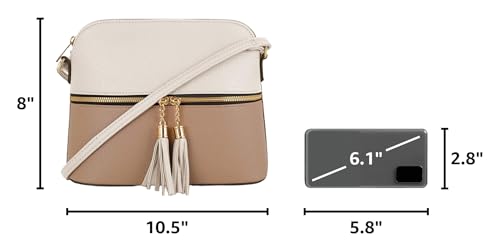 Image of SG SUGU Lunar Lightweight Medium Dome Crossbody Bag Shoulder Bag with Tassel | Zipper Pocket | Adjustable Strap
