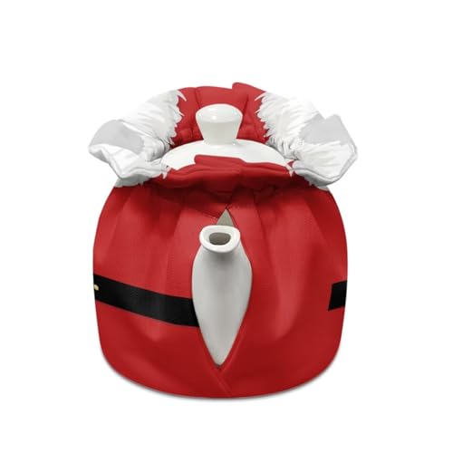 Image of Santa Claus Tea Pot Cozies Cotton Christmas Teapot Dust Cover Kitchen Home Decorative Tea Pots Cozy with Insulation Pad for Housewife, Friend, Mom Gift for Christmas