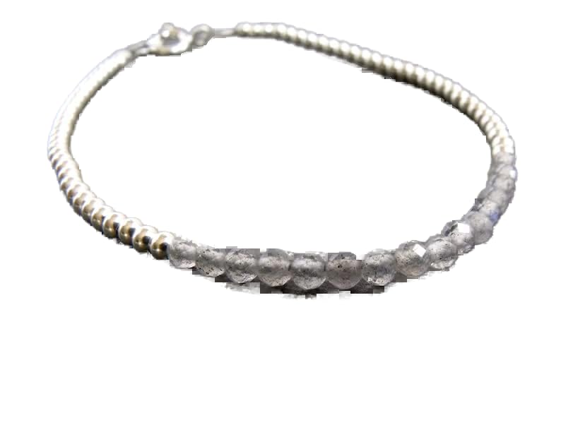 Bracelet en labradorite grise taillée main et argent pour un style raffiné unique