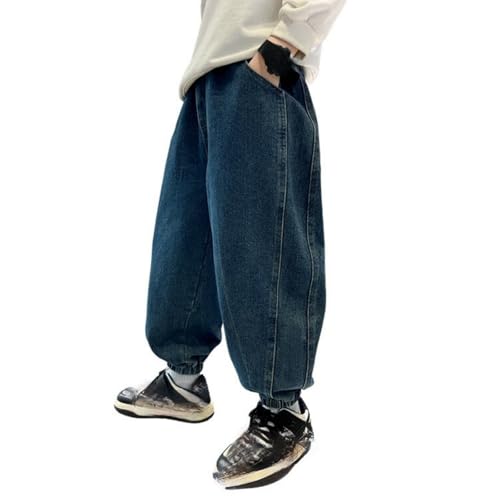 Kids Boys Baggy Black Jeans Wide Leg Elastic Waist Loose Denim Pants Multi Pockets Casual Cool Streetwear Jeans