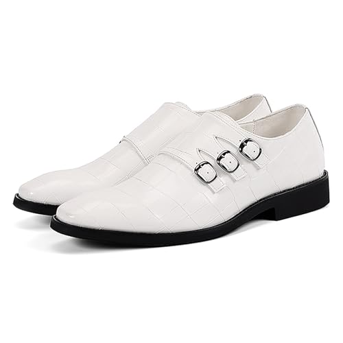 Men's Printed Oxford Dress Shoes,Fashion Metal Buckle Comfortable Pull-on Pointed-Toe Formal Shoes Business Wedding Slip-on Loafers for Men3