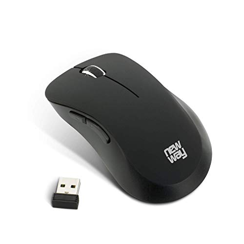NEW WAY  Ratón inalámbrico silencioso 2,4 GHz  Nanorreceptor de 10 m de alcance  Sensor óptico hasta 3200 DPI  Ahorro de energía  Compatible con PC y Mac