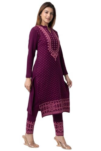 Image of ColorChakra Woolen Kurta Palazzo Set for Womens Winter wear Wool Kurti Sizes M to 4XL