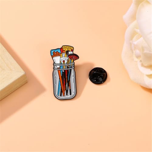 Image of Cute Brush Pen Brooch Pin for Women Unisex Enamel Cup Brooches Spur Lapel Pins Suit Collar Dress Accessories Scarf Decoration Jewelry for Student Artist