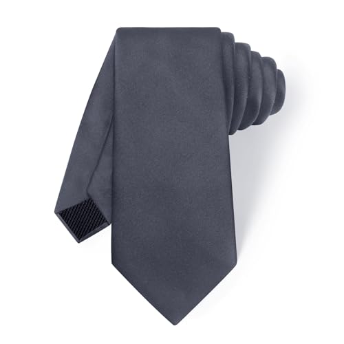 Image of YourTies Skinny Ties for Men Satin 2.4 inch Slim Necktie with Pocket Square Tie Clip Set Solid Color Wedding Party Business