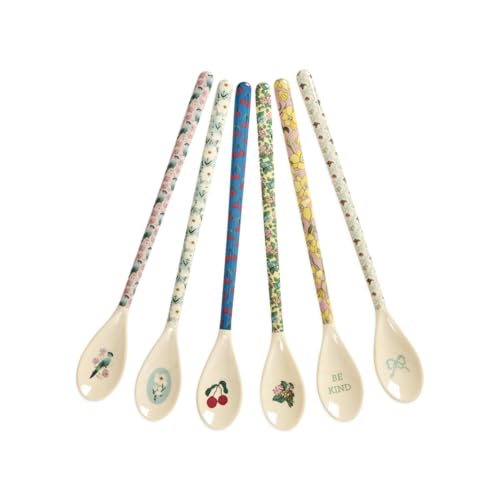 ReWu Rice Melamin Latte Löffel 6er-Set - Show Your True Colors - Bruchsicher Campingeschirr Melamingeschirr Kinderbesteck Dessertlöffel Bruchsicher...