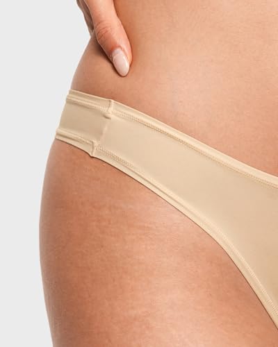 Image of INLYRIC Women's Inbarely Soft Thong - No Show Sexy Panties Breathable V-waisted Ladies Underwear 3 Pack