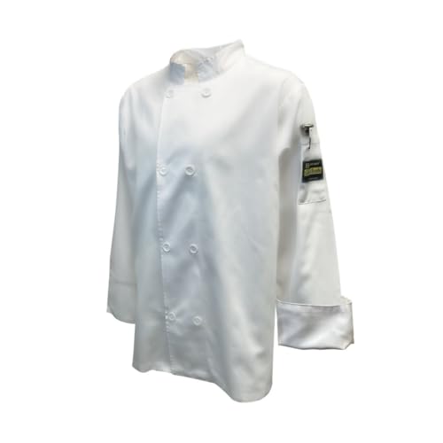 FSE CJ304WH2XL Chef Regalia Men's French Cuffs Chef Jac, Tapered, Long Sleeve, 2X-Large, 65/35 Poly/Cotton, White