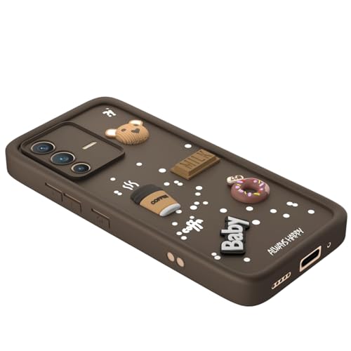 Image of Bintage Ball Bear| Donut| Milk Cake| Baby| Coffee Rubber Case Camera Protection Back Cover Compatible for Vivo V23 Pro 5G (6.56 inch) - Brown