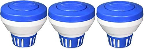 Pooline 11063A Swimming Pool 7" Floating Chemical Dispenser Floater 1", 3" Chlorine Tablet Tabs (3-(Pack))