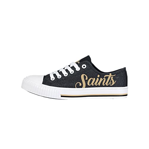Image of FOCO Womens NFL Team Logo Ladies Fashion Color Glitter Low Top Canvas Sneakers Shoes