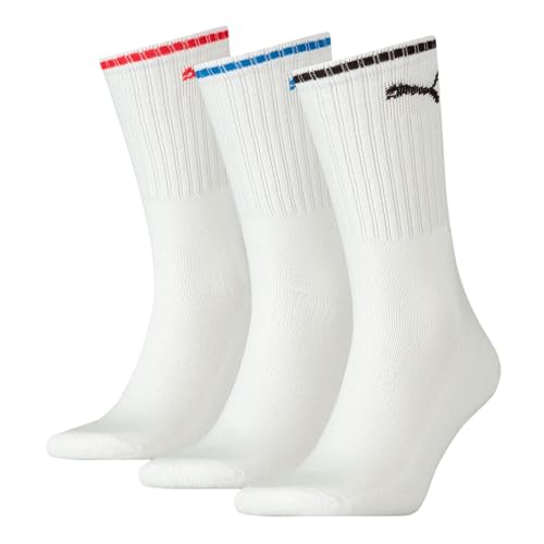 PUMA Mixte Puma Unisex Sport Crew Stripe Socks (3 Pack) Chaussettes, Blanc., 43-46 EU