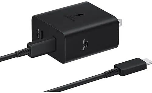 SAMSUNG 50W Duo Power Adapter Wall Charger, 2 Ports, Cable Included, Super Fast Charging 2.0 for Galaxy Phones, Tablets, USB Type C Devices, Low Standby Power Consumption, EP-T5020XBEGCA, Black