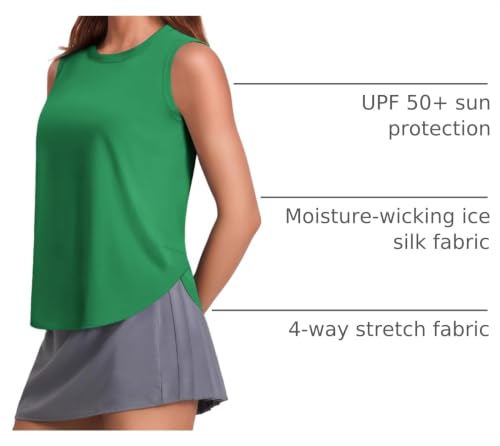 Image of PINSPARK Workout Tank Tops Woman Ice Silk UPF 50+ Athletic Yoga Shirts