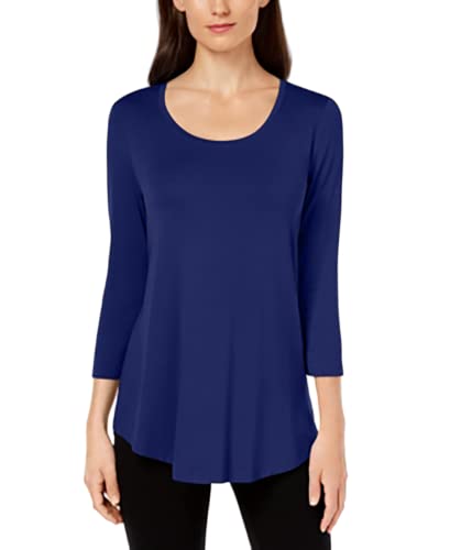 JM CollectionWomen's Scoop Neck Top Blue Size X-Large