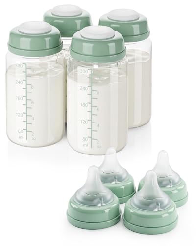 Image of 10oz Breast Milk Storage Bottle Set Compatible with Momcozy 22oz Portable Breast Milk Cooler, Breast Milk Storage Bottle Replacement Set Compatible with Spectra S1/S2/9 Plus/SG/Motif Luna