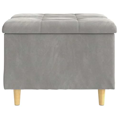 Tabouret coffre en velours gris avec grand espace de rangement discret - 7