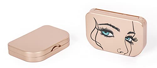Eyelash Storage Case Lash Case Organizer With Makeup Mirror Frame Box, Magnetic False Eyelashes Case Eyelash Packaging Travel Case Eyelash Bag(Champion Gold) #TOP3
