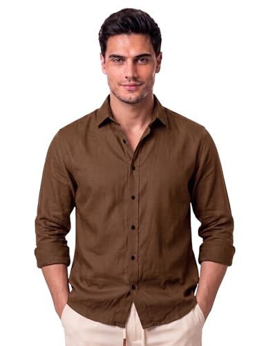 Image of Men's Cotton Blend Solid Casual Shirt Regular Fit Full Sleeve Shirt for Men Plain Formal & Casual Wear Collared Button Down Shirt