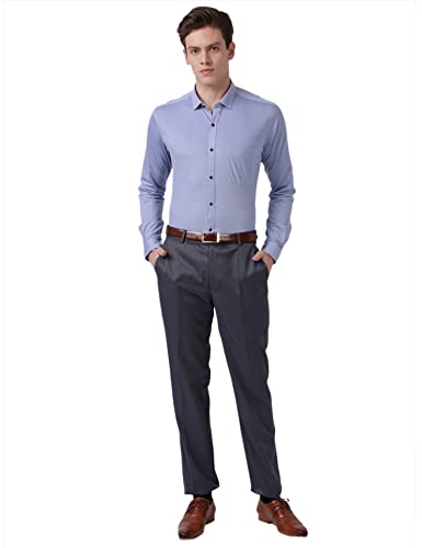 Image of Park Avenue Men's Cotton Polyester Blend Two Tone Pattern Slim Fit Semi Cutaway Collar Full Sleeve Formal Shirt