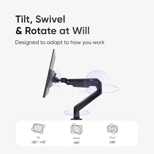 Image of Frido ErgoLuxe Dual Monitor Arm Desk Mount, Height Adjustable Gas Spring VESA Monitor Stand with Independent Tilt, Swivel & Rotation, Supports Two 17-27 Inch Monitors, Heavy Duty Steel | 2-10kg, Black