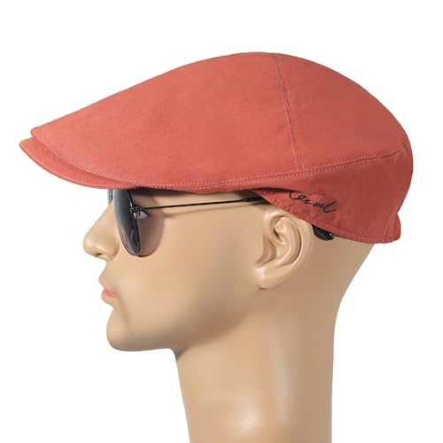 Image of ZLYC Men Cotton Flat Cap Summer Scally Ivy Gatsby Newsboy Beret Driver Cabbie Hunting Hat
