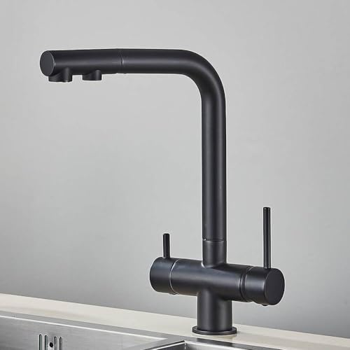 Purificateur d'eau du robinet de cuisine noir pour éliminer le calcaire avec mitigeur flexible