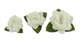 Inhalt: 24 Stück Rosenköpfe zum Aufkleben / 24 Stück/Filzrose mit Klebepunkt/Creme-Weiss / 3 Größen: 2-4 cm/Streudeko Rosen