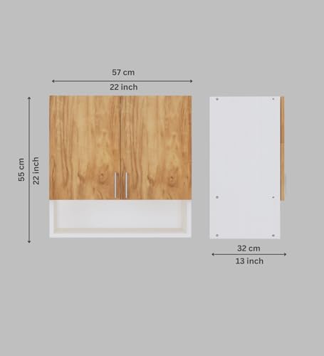 Image of SPECIALITY PANELS 2 Door Modular Wall Mounted Kitchen Cabinet with Organizer Shelf Space Saving Storage Unit Engineered Wood Cupboard for Kitchen Living Room Utility Organizer Furniture | DIY Assembly
