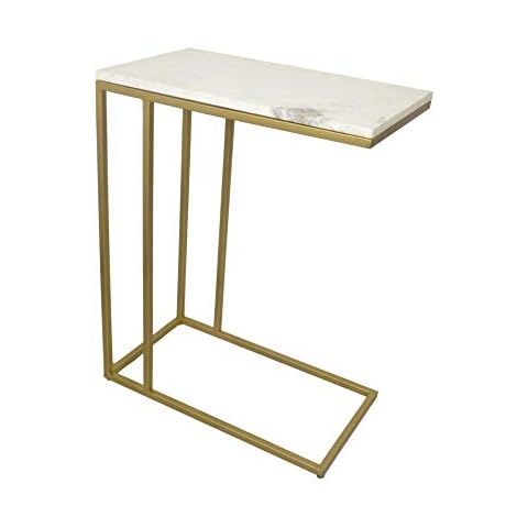 Mesa Auxiliar Aspect Romy, Marco Dorado, Mármol Blanco/Oro Cover
