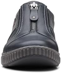 Clarks Women's Magnolia Zip Sneaker, Black Leather, 9 Wide | Image 3