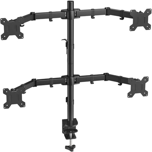 Gitru Quad Monitor Desk Mount, Free Stand for 4 Screens 14-27 Inch, VESA 75x75mm, 100x100mm, C Clamp Type