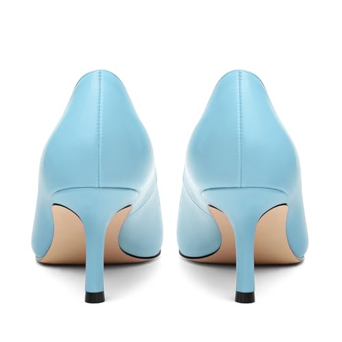 Image of Women Pointed Closed Toe 2.5 Inch Kitten Heel Slip On Pumps | Elegant Comfort Formal Dress Footwear, Versatile Ladies Shoes For Office Wedding Party Evening Daily Occasions