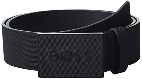 BOSS Men's Icon Logo Plaque Leather Belt