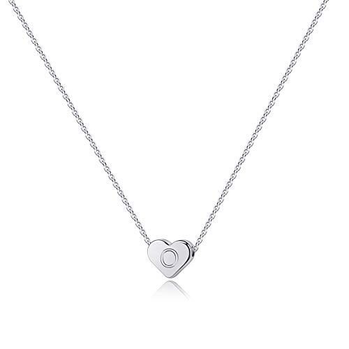Turandoss Girls Jewelry Initial O Necklace, 14K White Gold Plated Heart Engraved Initial Necklace for Teens Girls Alphabet Initial Necklace Teen Girls Gifts Kids Jewelry for Girls