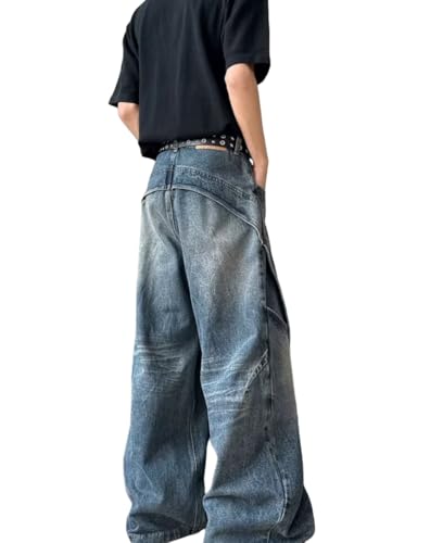 Baggy Barrel Jeans for Men Wide Leg Cargo Y2k Pants Loose Fit Hip Hop Jeans Denim Oversized Pants Straight Trousers2