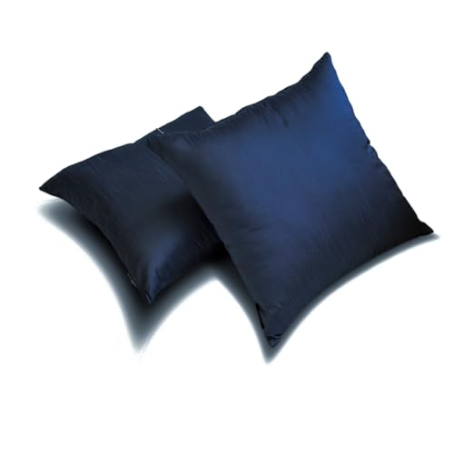 The Homecentric THC1828NAVYBLUELUXURYSET2 Decorative Plain Pillow Cover Navy Blue Pack Of 2, 16 Inchx16 Inch (40X40 Cm) Throw Pillow Cases, Art Silk Plain & Solid Throw Cushion Covers thumb #1
