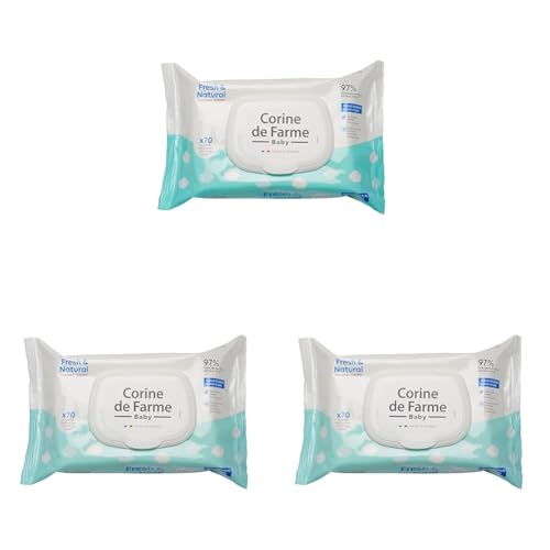Corine de Farme - Lingettes Bébé Nettoyantes - Change Fresh & Natural x70, Produit avec Fibre...