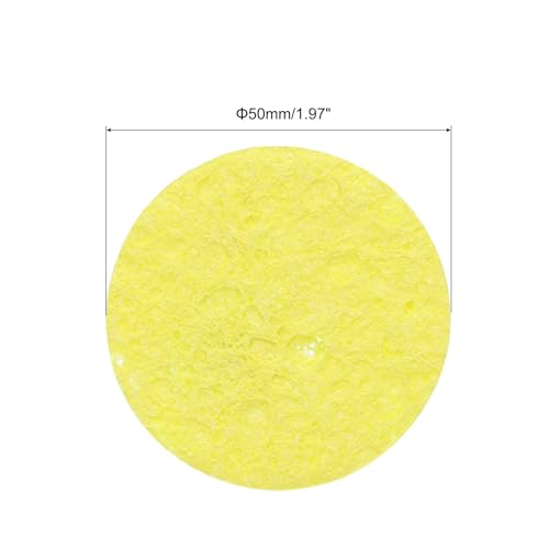 Image of MECCANIXITY 15PCS Soldering Sponge 50mm Round Yellow Cleaning Pad Welding Tip Iron Replacement for Cleaning Soldering Iron 1mm Natural Thickness 6mm Water Absorption Thickness