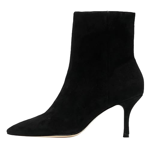 FOWT Women Closed Pointed Toe Ankle Boots Side Zipper Mid Kitten Heels Solid Short Booties Elegant Party Bridal Work Shoes Size 4-16 US2