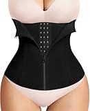 URSEXYLY Women Waist Trainer Corset Zipper Hook Shapewear Double Control Body Shaper Tummy Control Waist Cincher (2XL, Black)