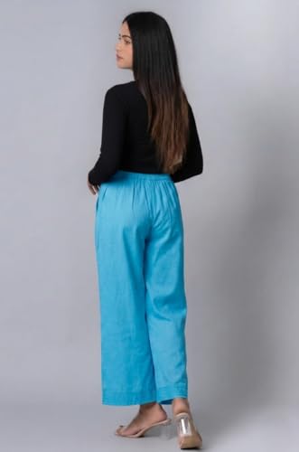 Image of Moirai Pure Cotton Wide Leg Women Trouser Stylish Mid Rise Relaxed Straight Fit Loose Pants Casual Travel Office Formal Wear
