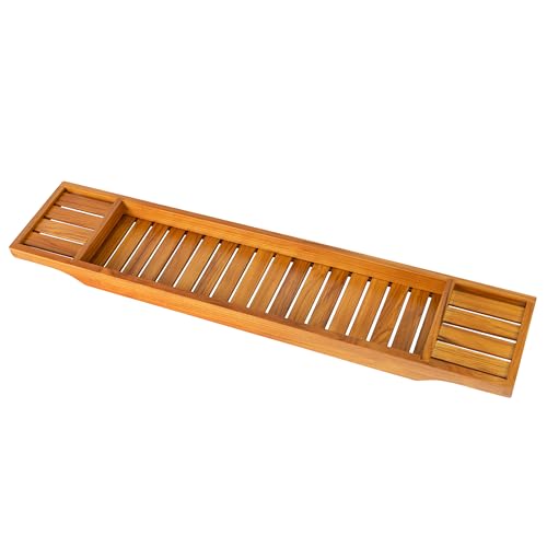 VaeFae Teak Bathtub Tray, Wooden Bath Caddy for Bathtub, Bath Tub Wood Table for Tub