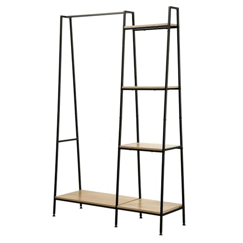 Casâme - Penderie d'Entrée 1 Tablette Basse - avec Tringle et 4 Étagères de Rangement - Meuble d'entrée - Décor Chêne - Style Industriel - L 101 x P 35...