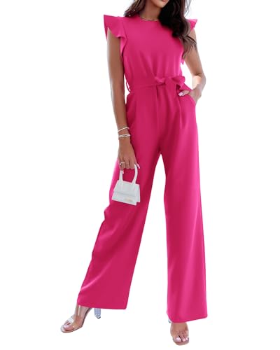 BTFBM Jumpsuit Damen Elegant Lang Overall Kurzarm Einteiler...
