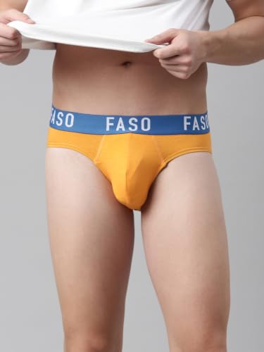 Image of F A S O Men's Cotton Rich Brief | Soft & Breathable Innerwear | Cushioned Waistband | Comfort Fit | Everyday Wear