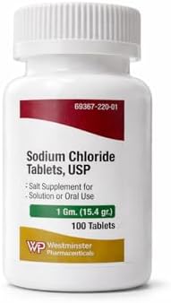 Sodium Chloride Tablets USP, 1 Gram, 100 Count, Salt Supplement f...
